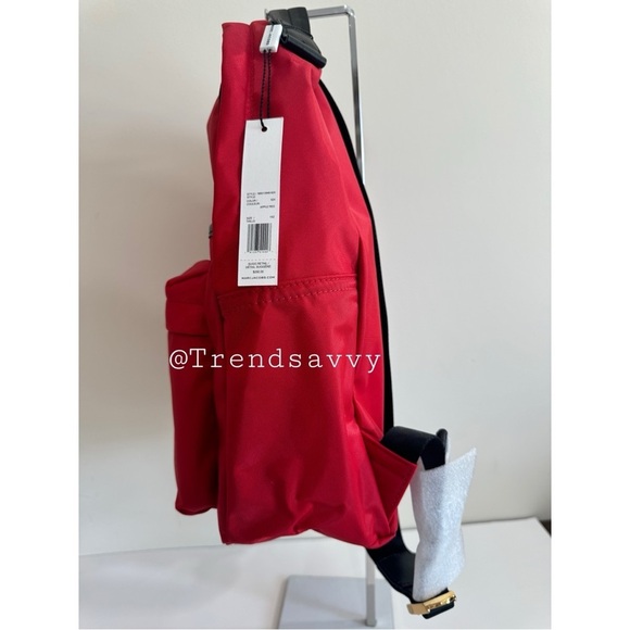 Marc Jacobs Large Nylon Backpack Pocket Hardware Logo School Red NWT - Picture 9 of 12